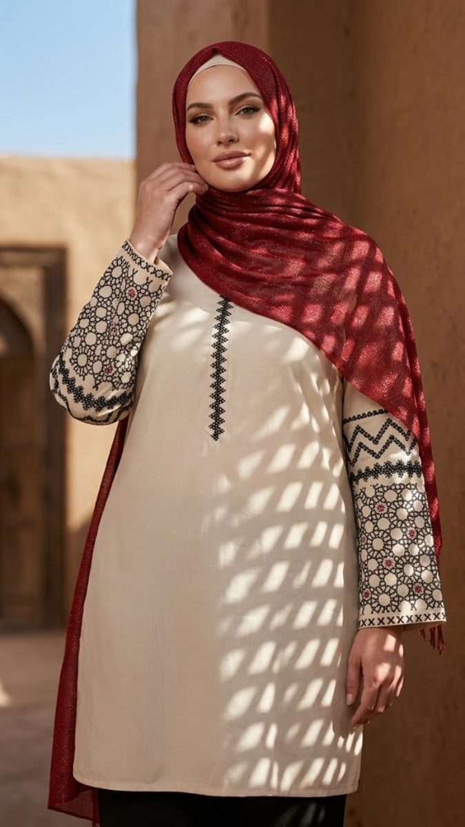 Tunique longue et modeste de tous les jours Parisa Mostly Cotton - Charbon - PRÉCOMMANDE (expédiée dans 2 semaines)