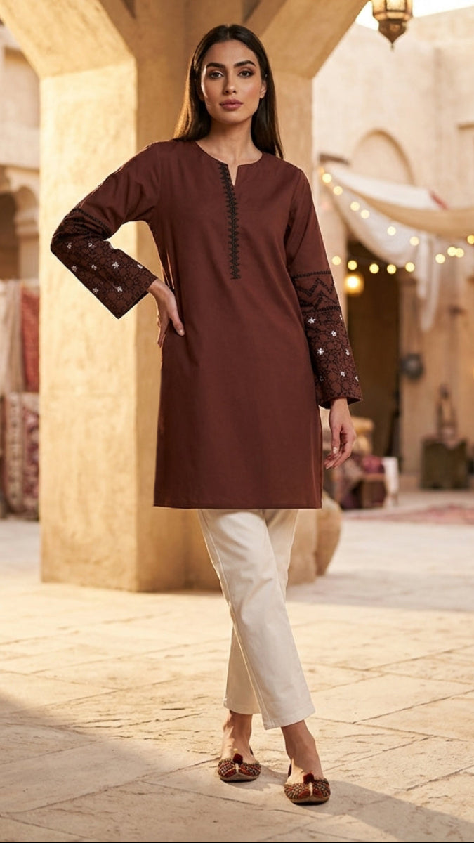 Tunique longue et modeste de tous les jours Parisa Mostly Cotton - Charbon - PRÉCOMMANDE (expédiée dans 2 semaines)