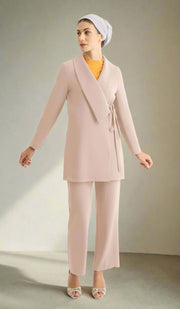 Abeer Light Long Comfy Wrap Jacket - Cafe