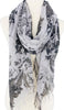 Abstract Print Non-slip Cotton Wrap Hijab Scarf - Gray