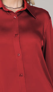 Chemise boutonnée formelle soyeuse Afroze - Baie