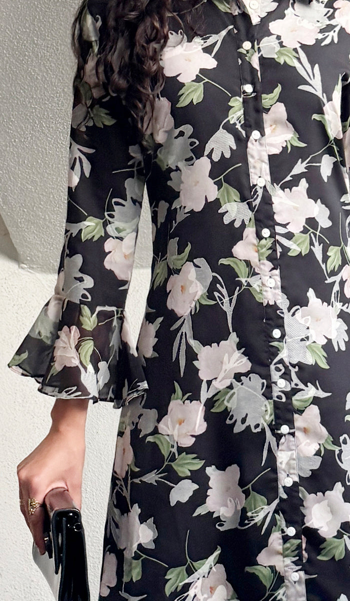 Floral dress with a black background