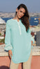 Amalie Embroidered Long Modest Tunic - Aqua Blue - PREORDER (ships in 2 weeks)