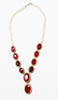 Amira Jeweled Statement Necklace - Red/ Pearl