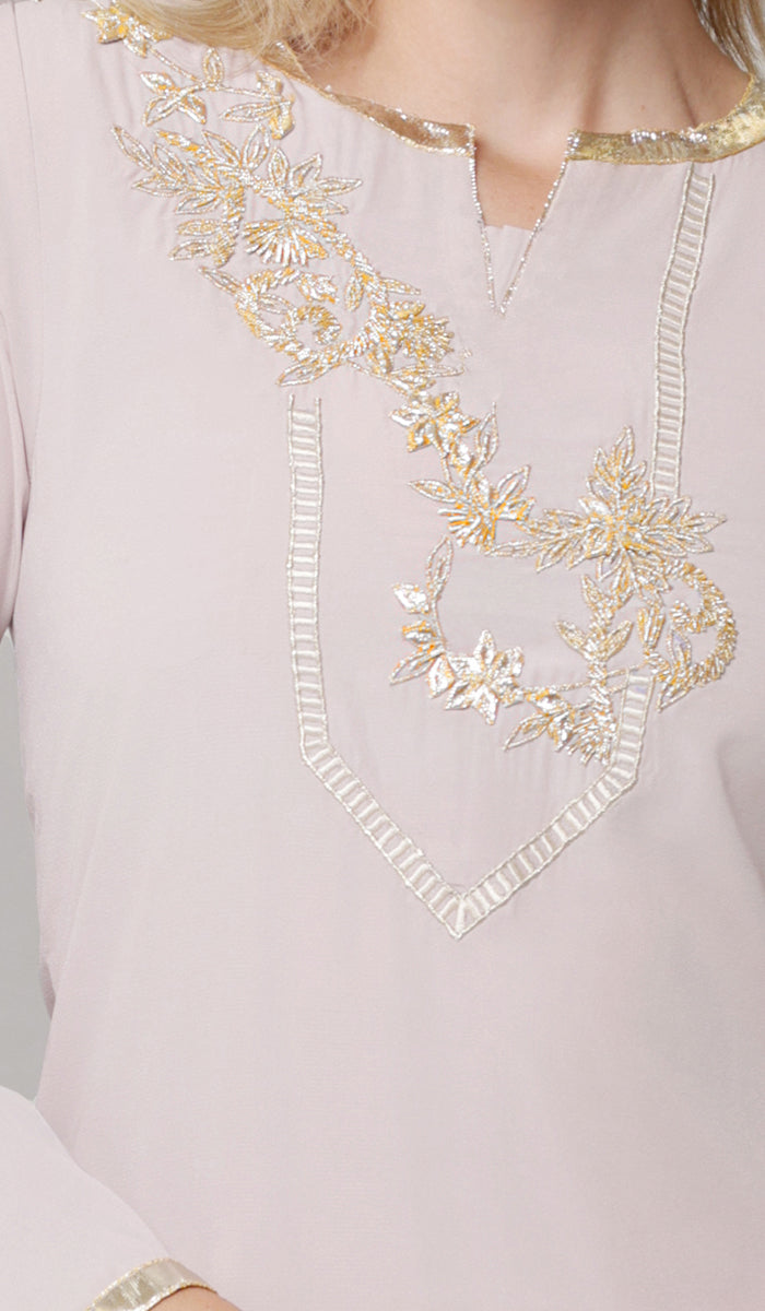 Ana Gold Embellished Modest Formal Tunic - Blush