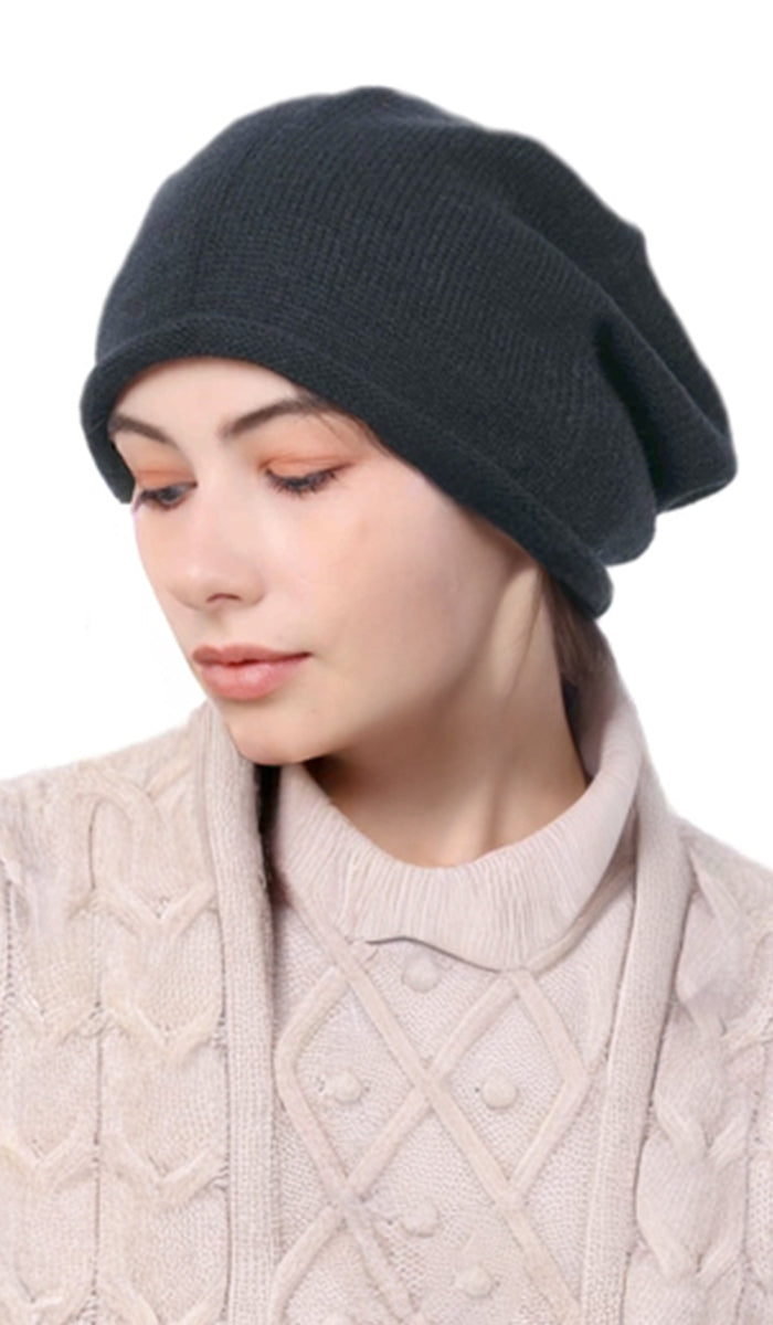 Bonnet en Tricot Extensible à Paillettes - Noir