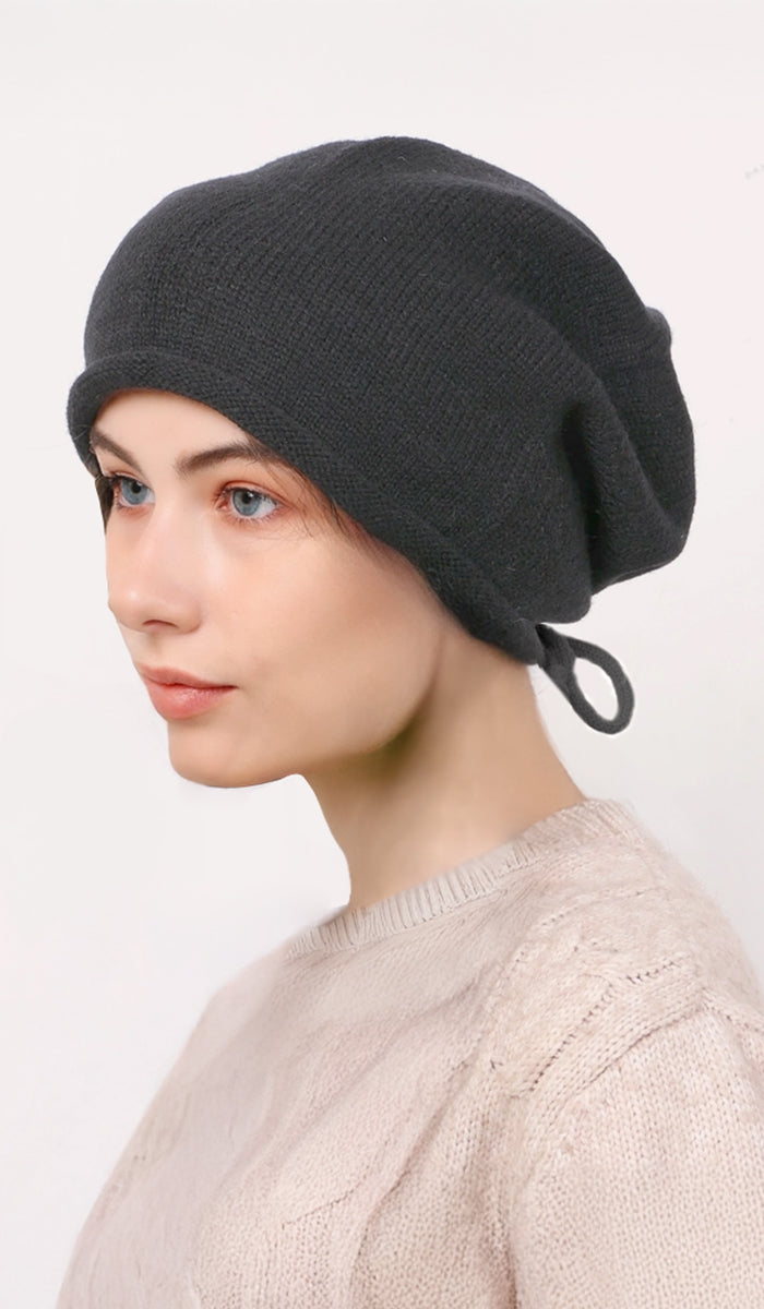 Bonnet en Tricot Extensible à Paillettes - Noir