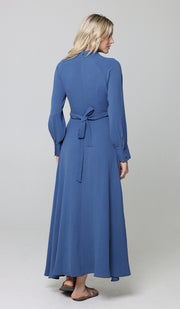 Ayza Modest Long Maxi Dress - Denim Blue