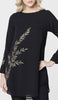 Baraka Gold Embroidered Formal Long Modest Tunic - Black - PREORDER (ships in 2 weeks)