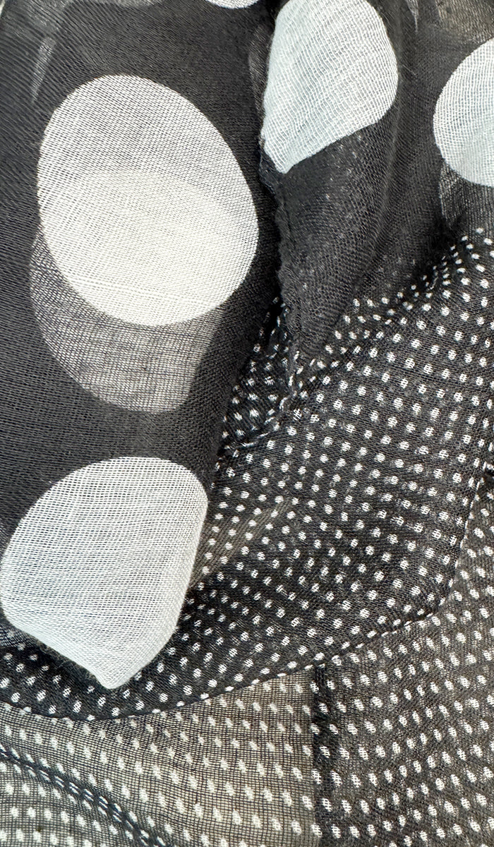 Bella Dot Print Non-slip Wrap Hijab Scarf - Black/Cream