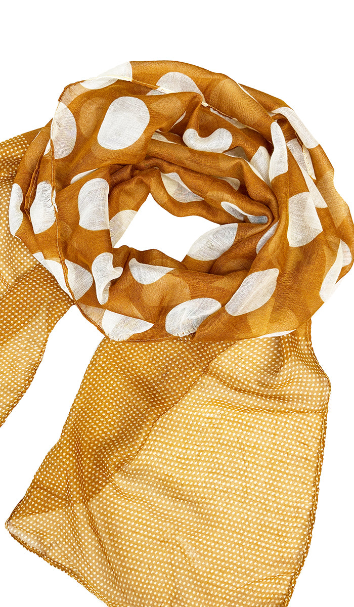 Bella Dot Print Non-slip Wrap Hijab Scarf - Russet/Cream