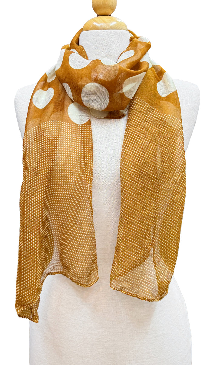 Bella Dot Print Non-slip Wrap Hijab Scarf - Russet/Cream