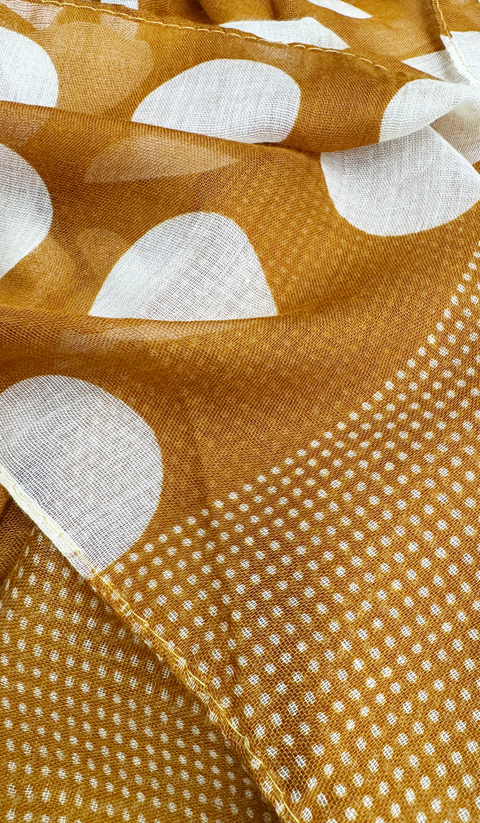 Bella Dot Print Non-slip Wrap Hijab Scarf - Russet/Cream