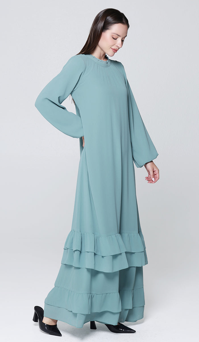 Bella Modest Long Chiffon Maxi Dress - Sea Green - PREORDER (ships in 2 weeks)