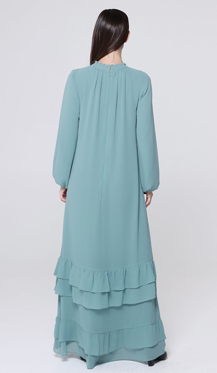 Bella Modest Long Chiffon Maxi Dress - Sea Green - PREORDER (ships in 2 weeks)
