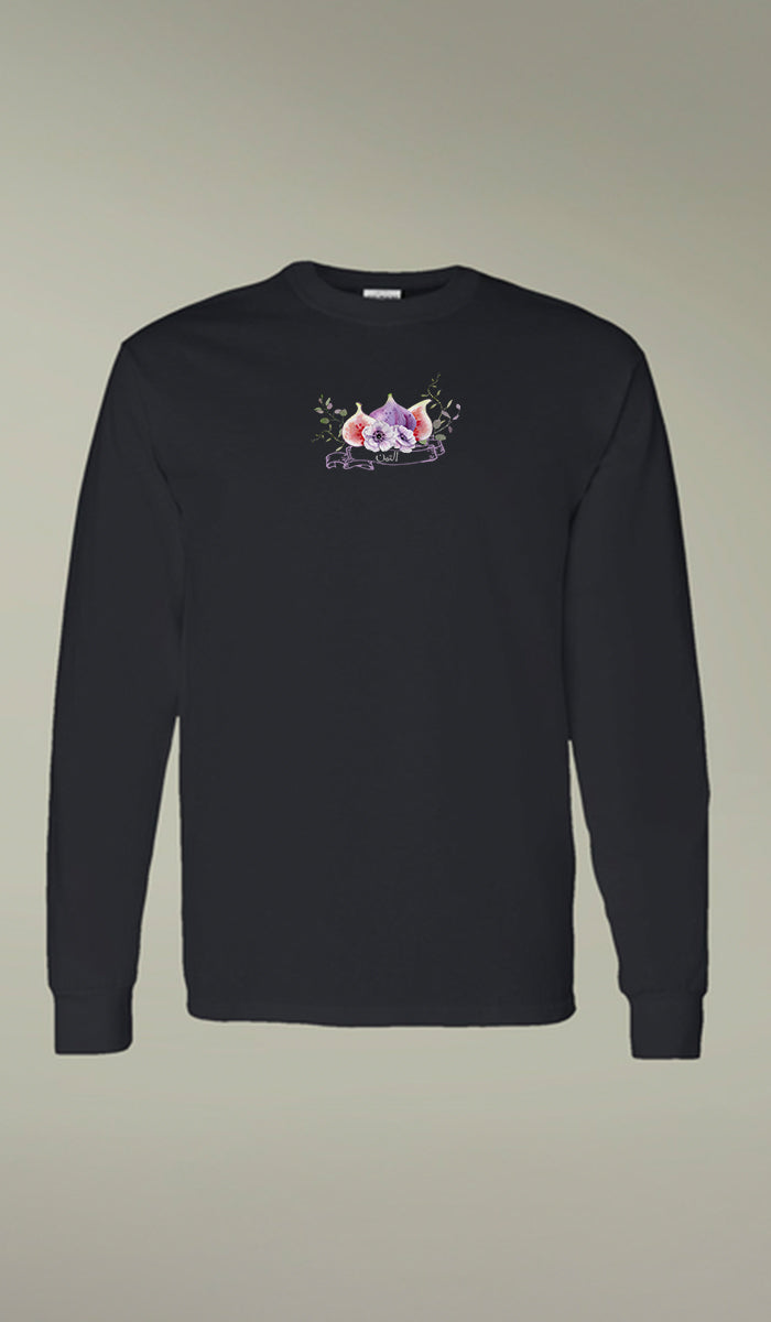 Bustan Collection Long Sleeve 100% Cotton T-Shirt with Arabic Calligraphy - Fig