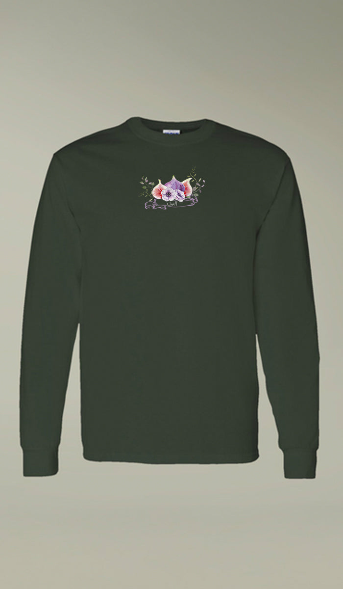 Bustan Collection Long Sleeve 100% Cotton T-Shirt with Arabic Calligraphy - Fig
