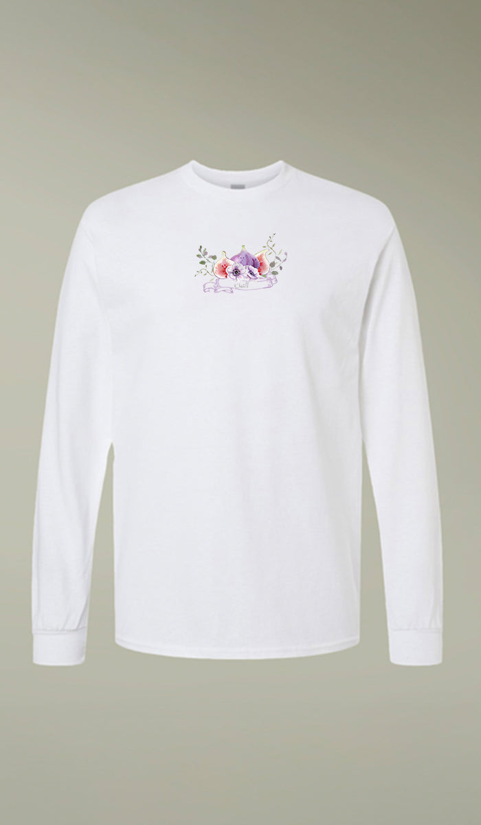 Bustan Collection Long Sleeve 100% Cotton T-Shirt with Arabic Calligraphy - Fig