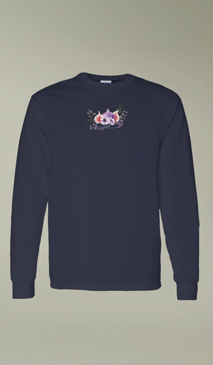 Bustan Collection Long Sleeve 100% Cotton T-Shirt with Arabic Calligraphy - Fig