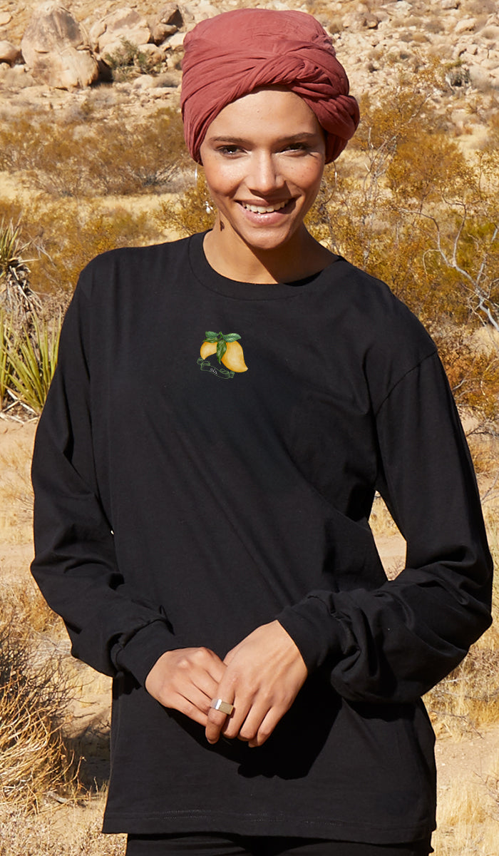 Bustan Collection Long Sleeve 100% Cotton T-Shirt with Arabic Calligraphy - Mango