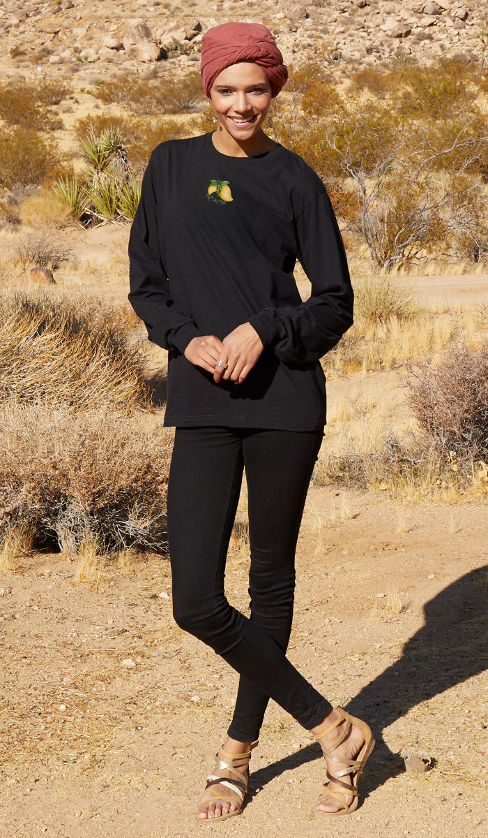 Bustan Collection Long Sleeve 100% Cotton T-Shirt with Arabic Calligraphy - Mango