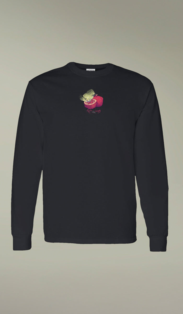 Bustan Collection Long Sleeve 100% Cotton T-Shirt with Arabic Calligraphy - Pomegranate