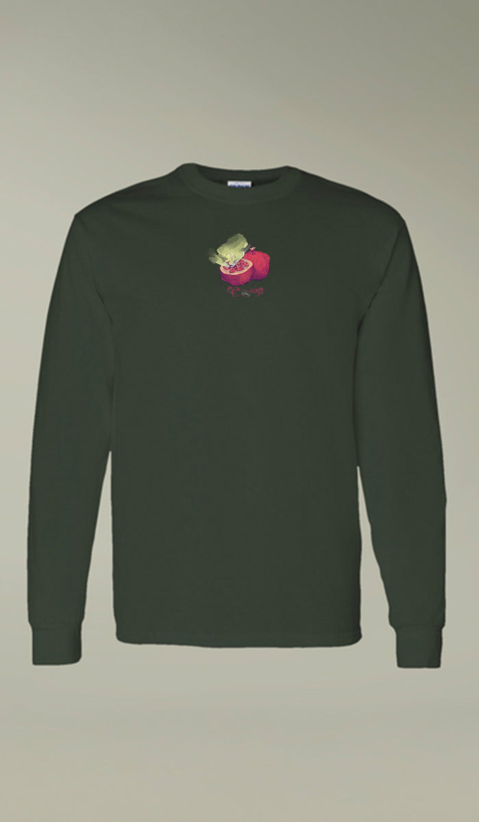 Bustan Collection Long Sleeve 100% Cotton T-Shirt with Arabic Calligraphy - Pomegranate