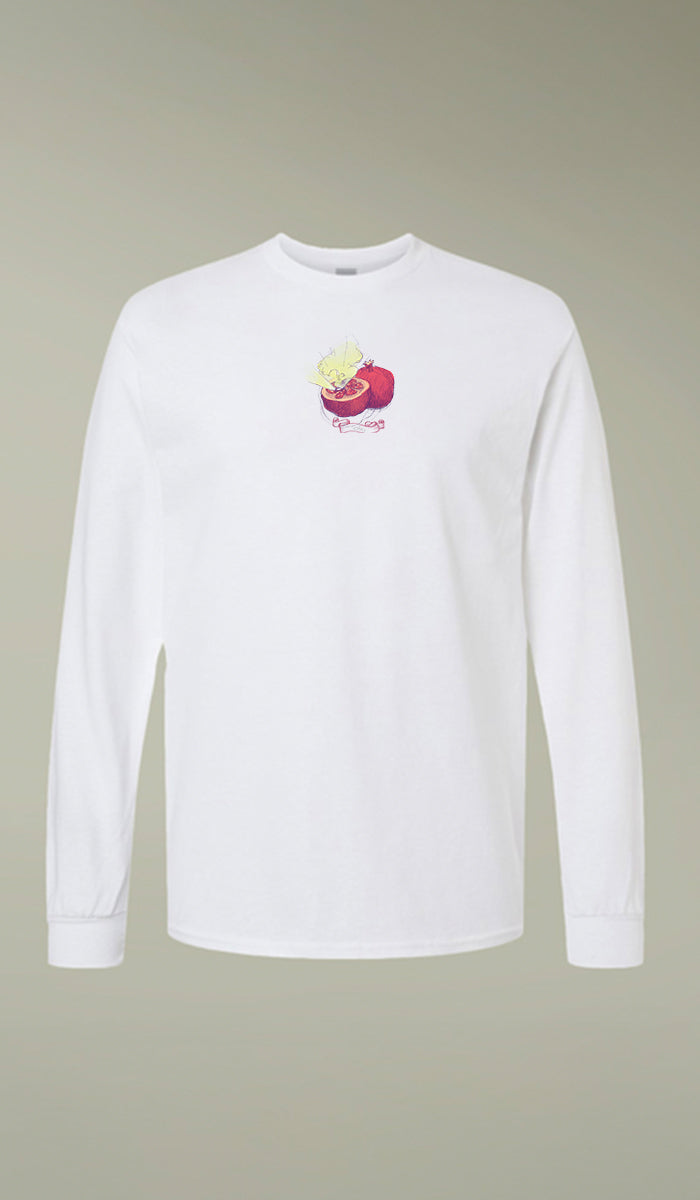 Bustan Collection Long Sleeve 100% Cotton T-Shirt with Arabic Calligraphy - Pomegranate