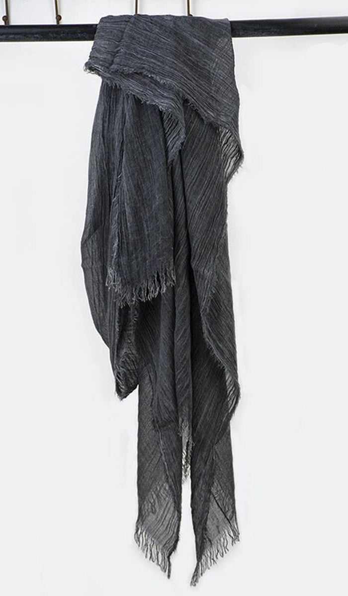 Lightweight Cotton/Linen Non-Slip Extra Large Wrap Hijab in Off Black.