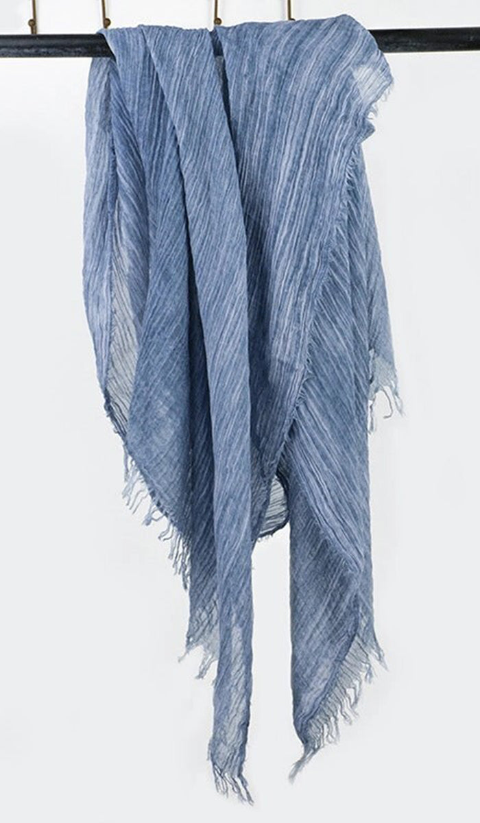 Lightweight Cotton/Linen Non-Slip Extra Large Wrap Hijab in Light Denim.