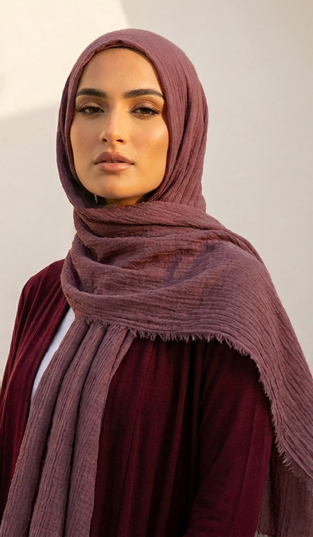 Celebrity Lightweight Cotton/Linen Non-Slip Extra Large Wrap Hijab - Orchid