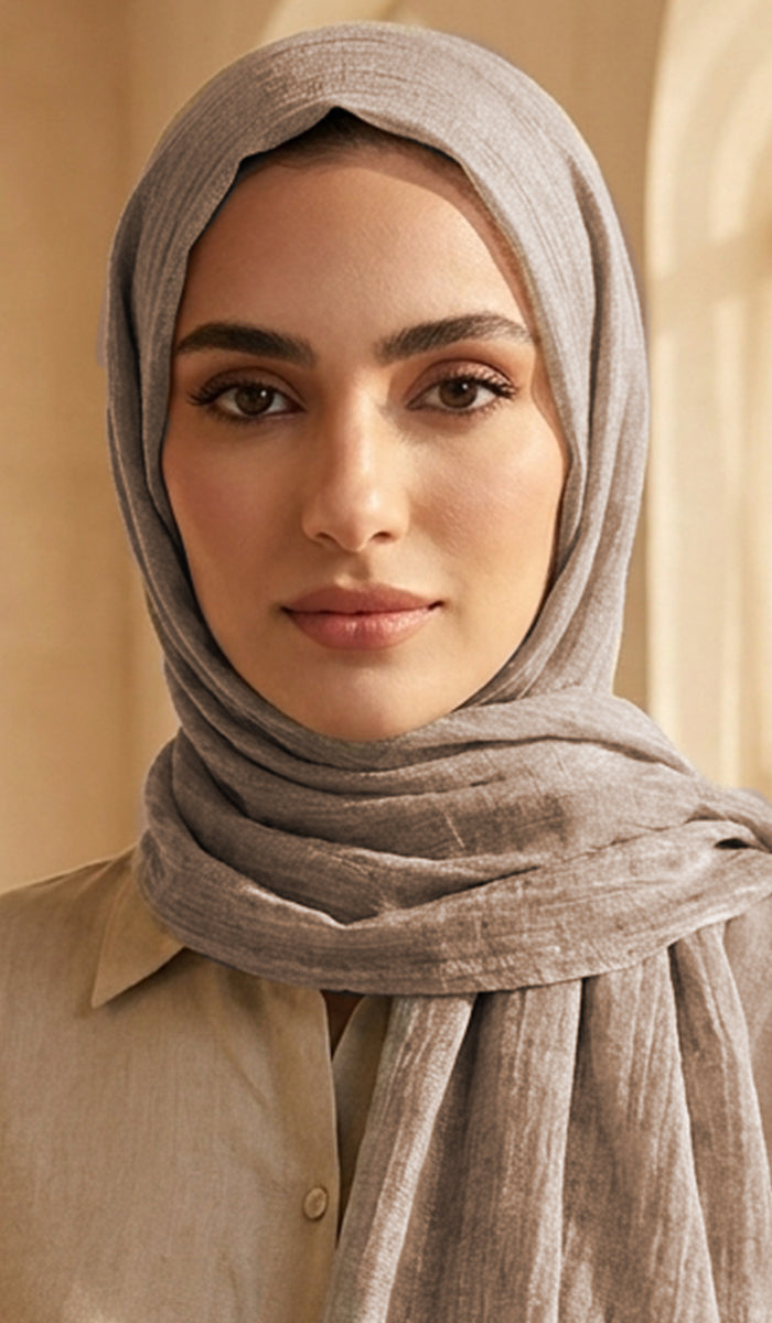 Celebrity Lightweight Cotton/Linen Non-Slip Extra Large Wrap Hijab - Taupe
