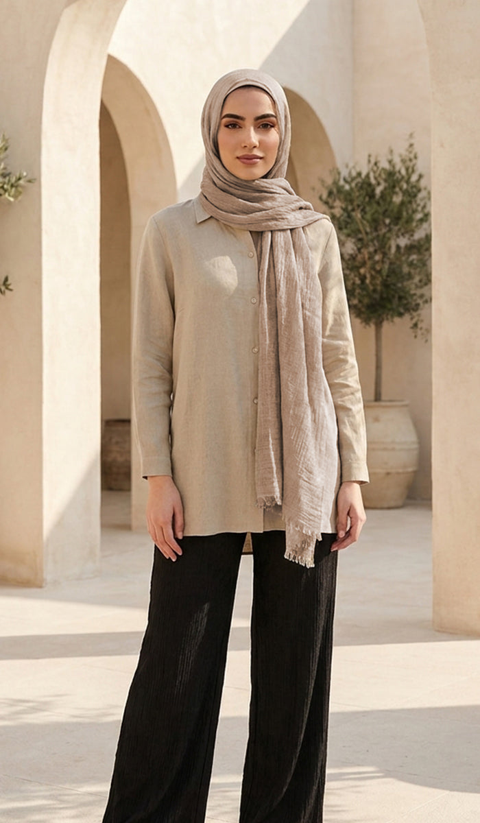 Celebrity Lightweight Cotton/Linen Non-Slip Extra Large Wrap Hijab - Taupe