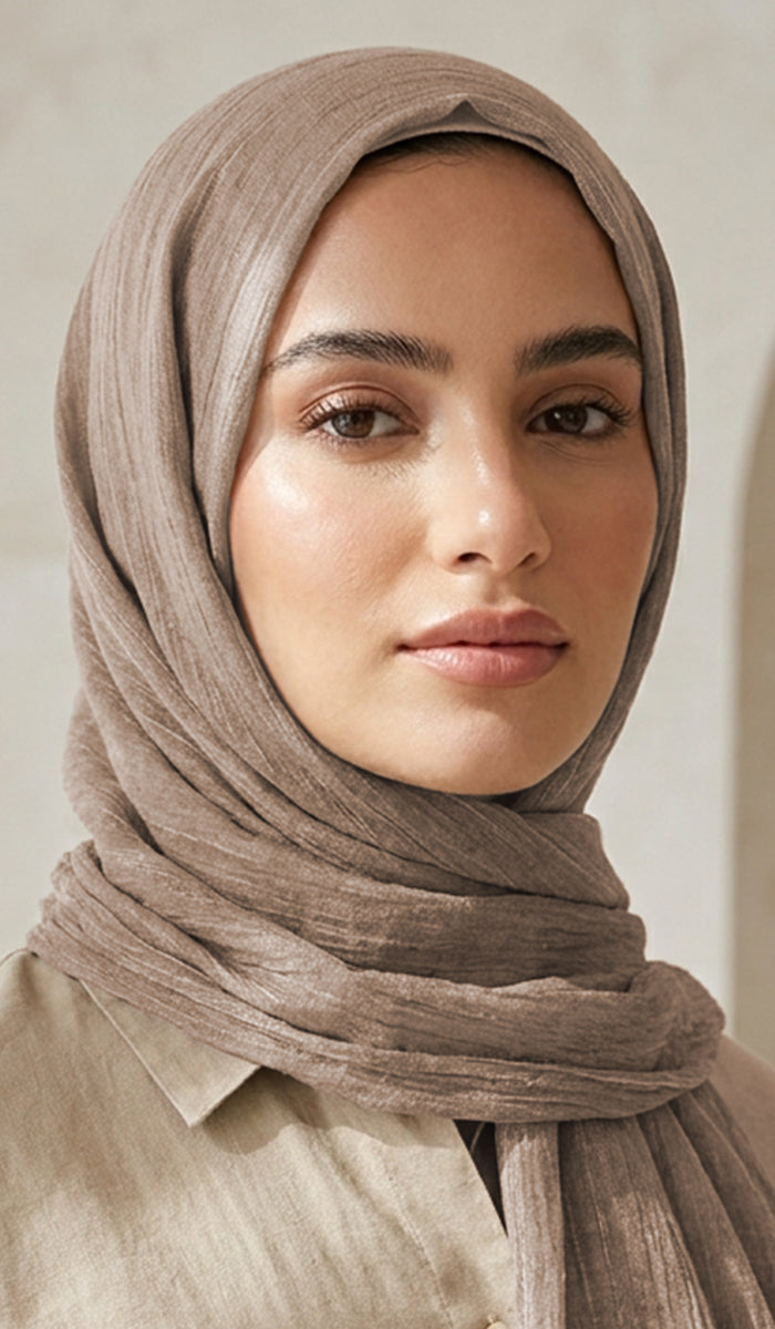 Celebrity Lightweight Cotton/Linen Non-Slip Extra Large Wrap Hijab - Taupe