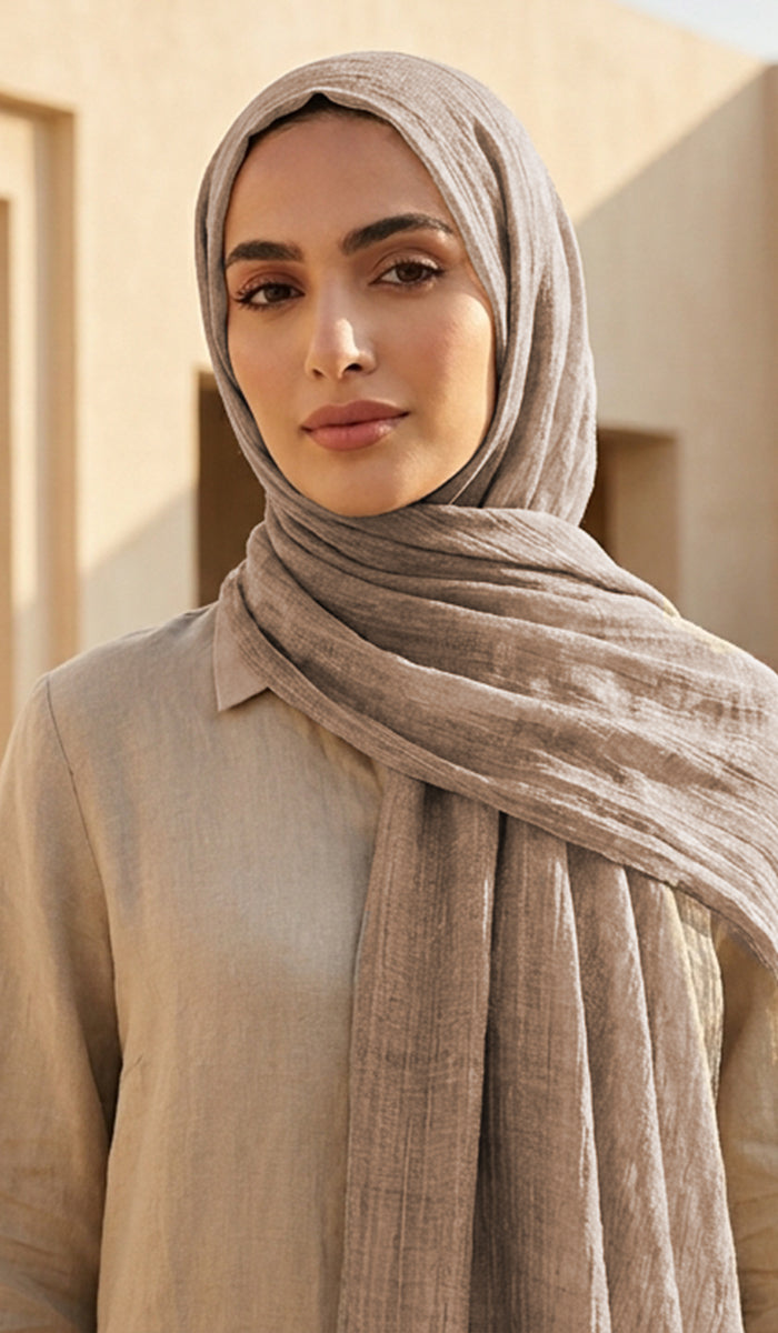Celebrity Lightweight Cotton/Linen Non-Slip Extra Large Wrap Hijab - Taupe