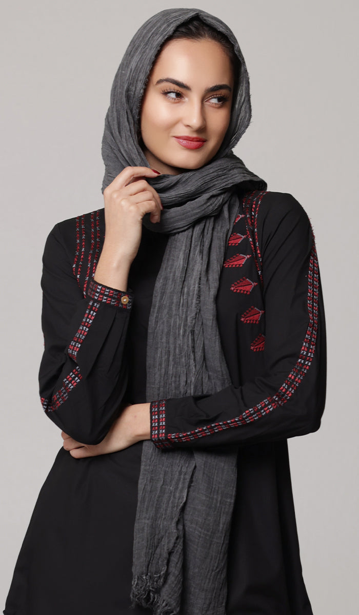 Celebrity Lightweight Cotton/Linen Non-Slip Extra Large Wrap Hijab - Off Black