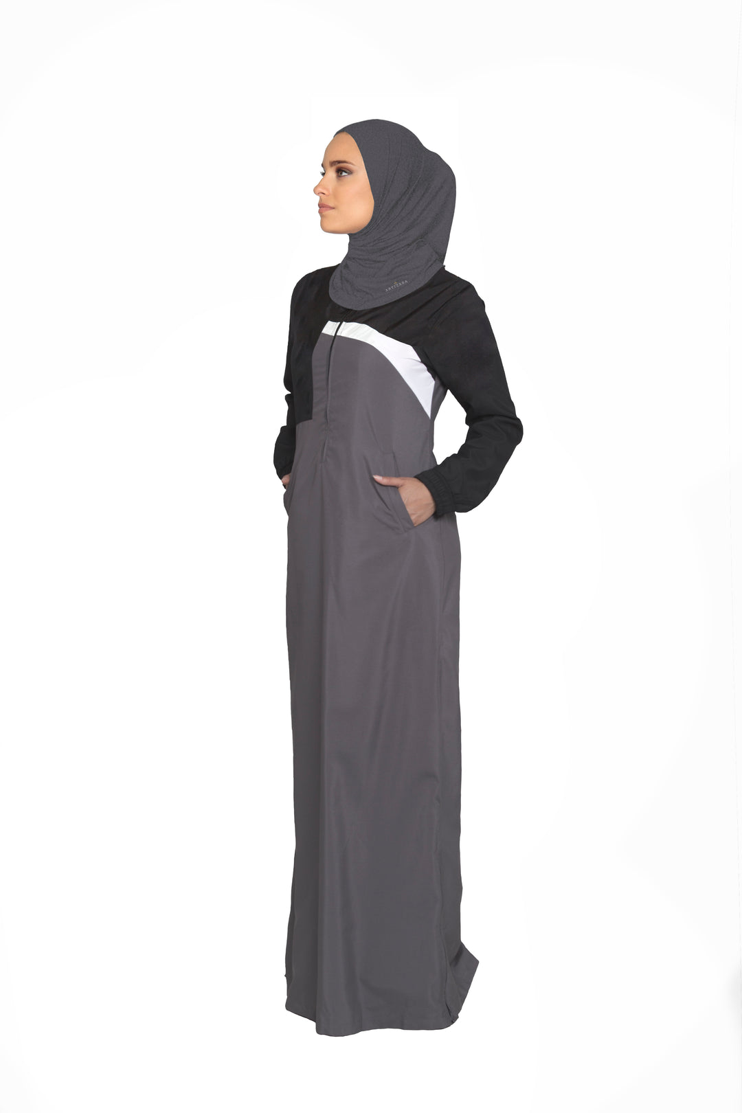 One Piece Stretch Sports Hijab - Charcoal Heather