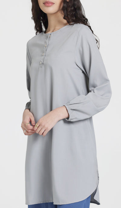 Darya Mostly Cotton Simple Everyday Tunic - Pearl