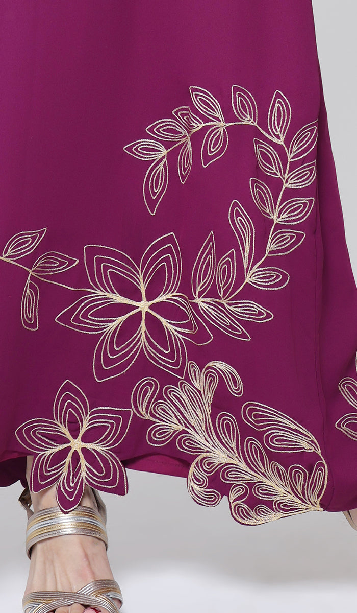 Doha Cutwork Embellished Modest Long Maxi Dress - Orchid - PREORDER (ships in 2 weeks)