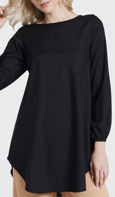 Donya Mostly Cotton Simple Everyday Tunic - Black - PREORDER (ships in 2 weeks)