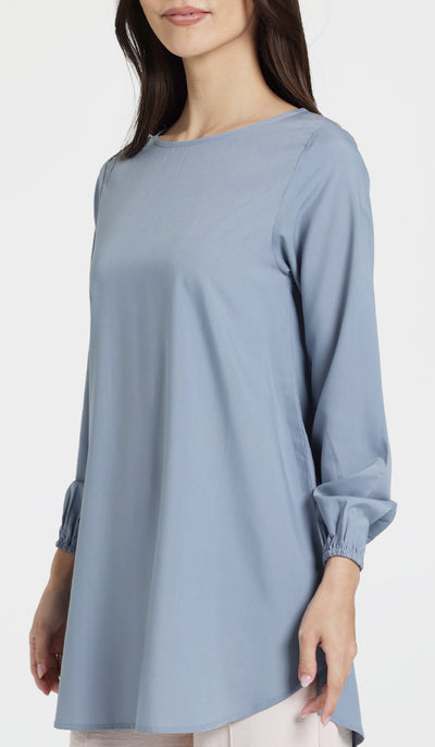Donya Mostly Cotton Simple Everyday Tunic - Denim Blue - PREORDER (ships in 2 weeks)