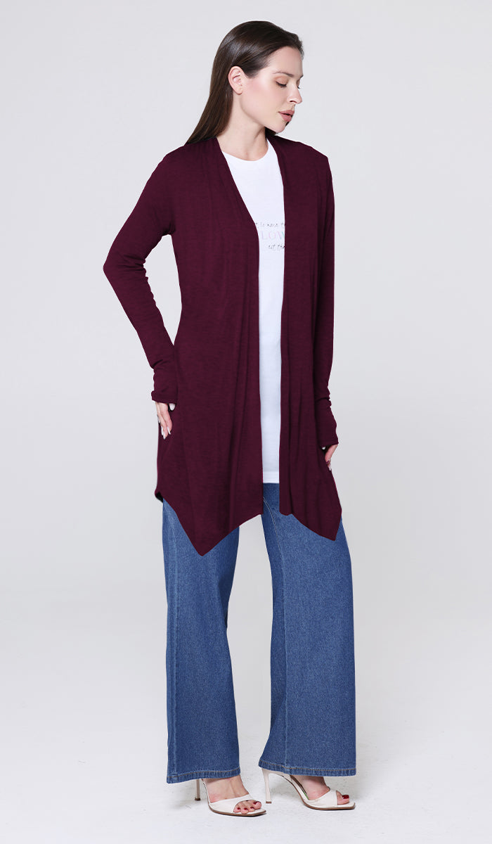 Elva Essential Light Longline Open-Front Cardigan - Orchid