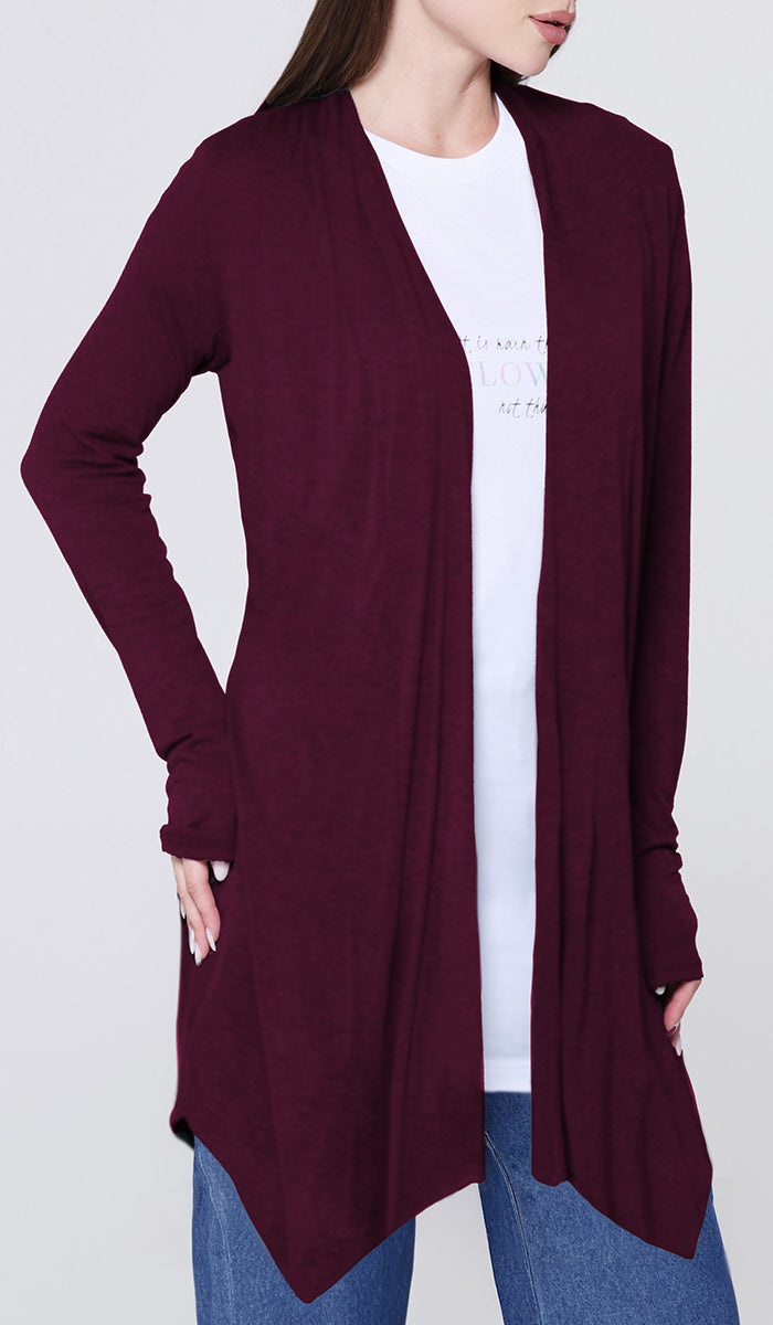 Elva Essential Light Longline Open-Front Cardigan - Orchid