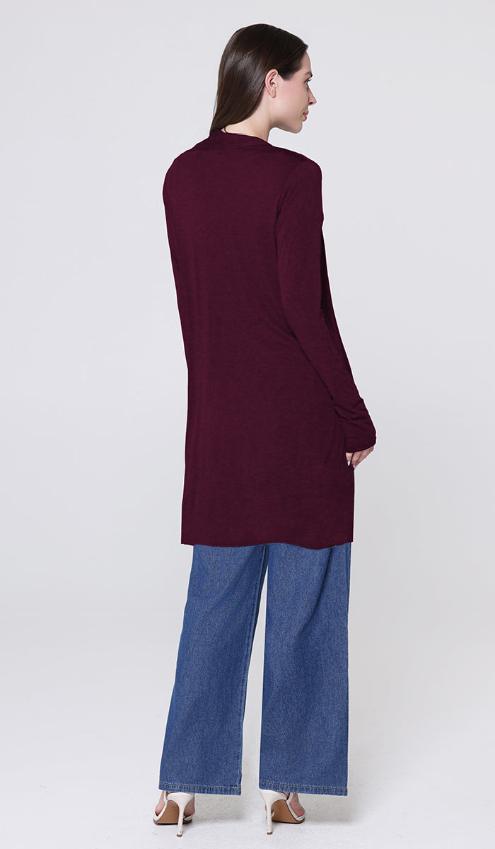 Elva Essential Light Longline Open-Front Cardigan - Orchid