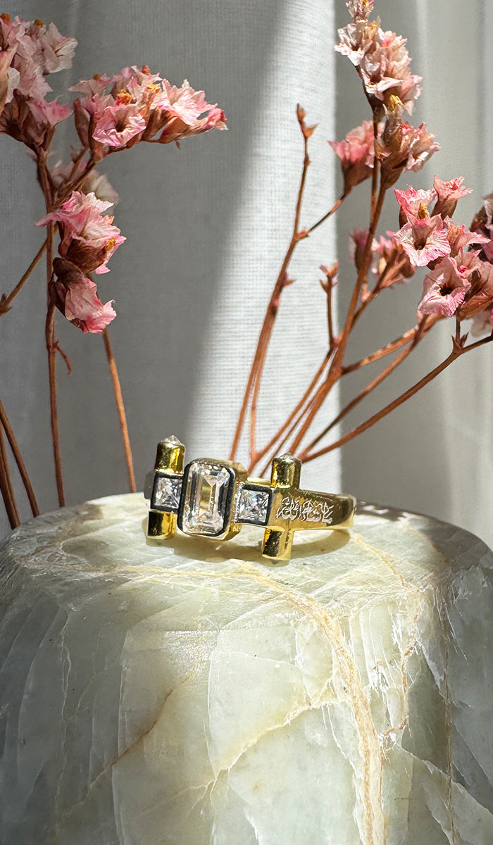 Ema Gold plated Sterling Silver Adjustable Ring with MashaAllah Engraving