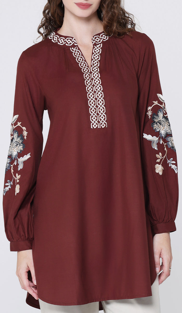 Tunique longue et modeste de tous les jours Parisa Mostly Cotton - Charbon - PRÉCOMMANDE (expédiée dans 2 semaines)