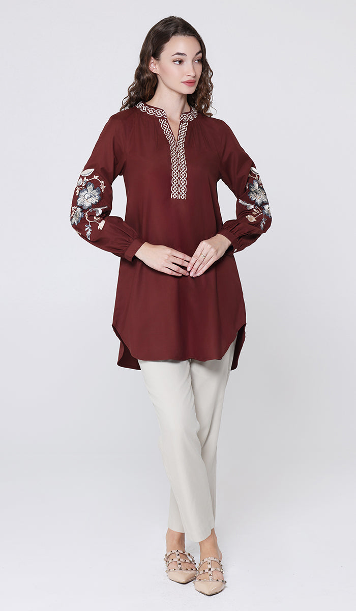 Tunique longue et modeste de tous les jours Parisa Mostly Cotton - Charbon - PRÉCOMMANDE (expédiée dans 2 semaines)