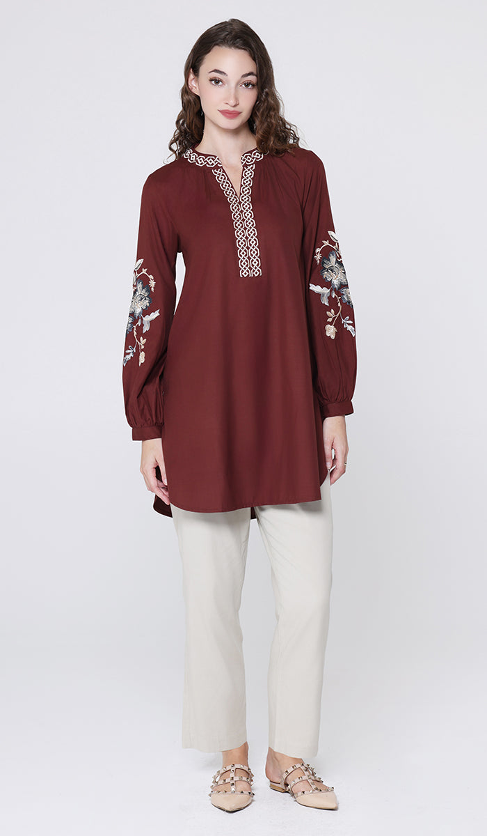 Tunique longue et modeste de tous les jours Parisa Mostly Cotton - Charbon - PRÉCOMMANDE (expédiée dans 2 semaines)