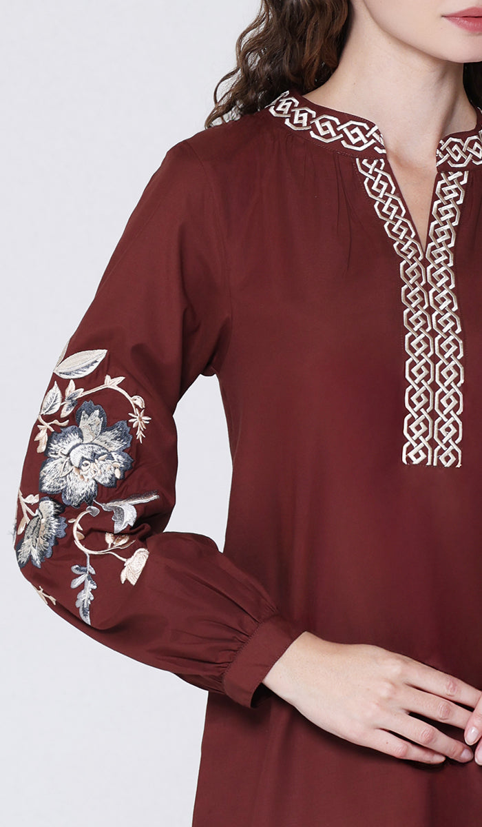 Tunique longue et modeste de tous les jours Parisa Mostly Cotton - Charbon - PRÉCOMMANDE (expédiée dans 2 semaines)