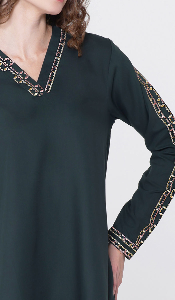 Tunique longue et modeste de tous les jours Parisa Mostly Cotton - Charbon - PRÉCOMMANDE (expédiée dans 2 semaines)